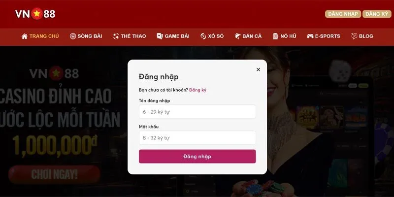 Các bước đăng nhập VN88 trên điện thoại
